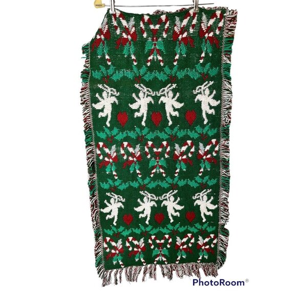 Hayim Company X-Mas Tapestry Throw 22" X 40" Christmas Carol Design Vintage - Picture 1 of 6